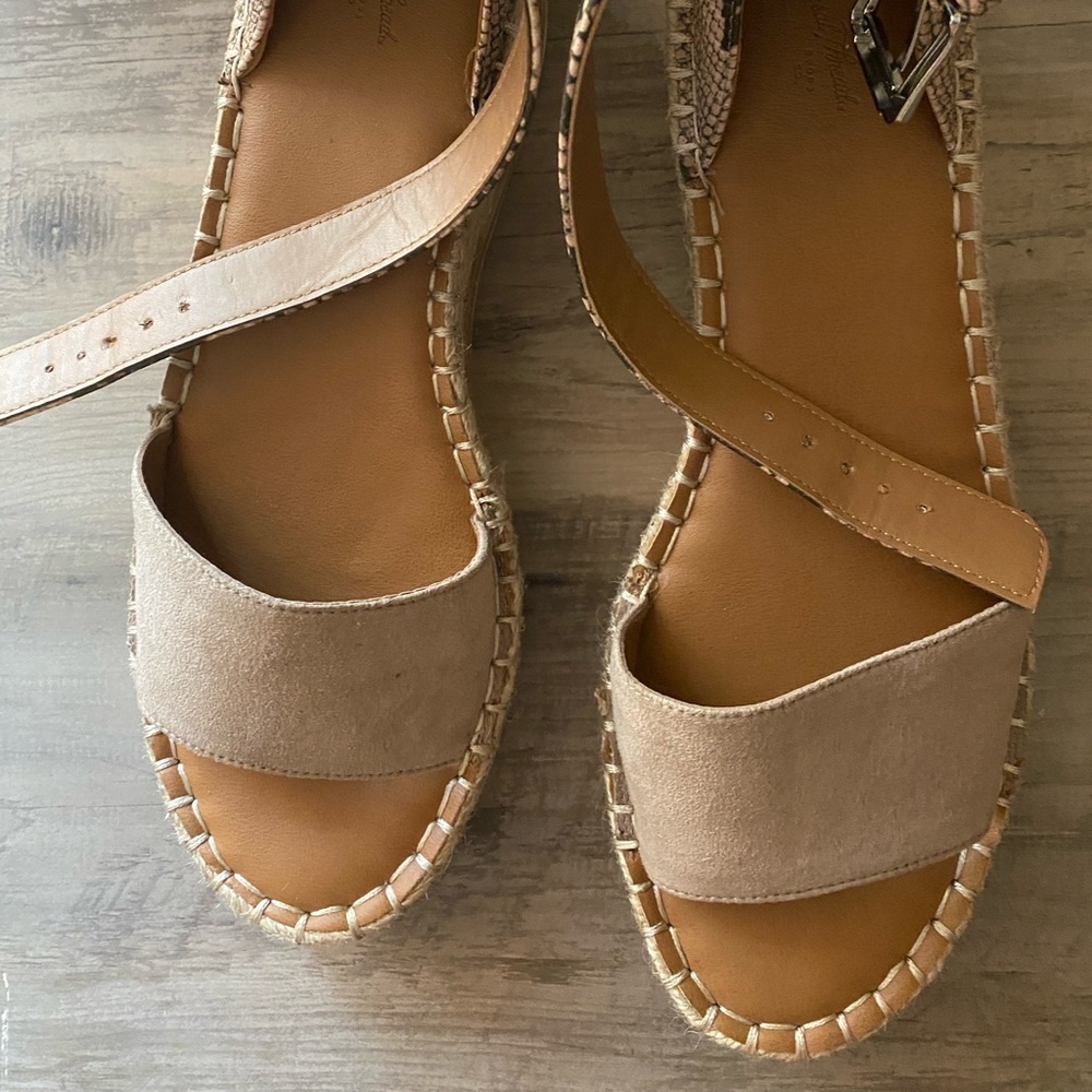 Universal thread espadrille sandals - with snake print straps.